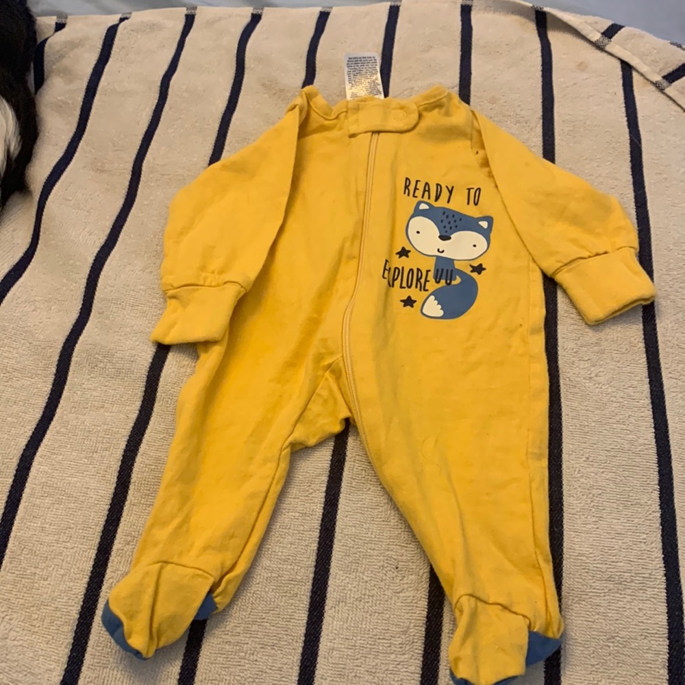 Yellow and blue preemie boy onesie